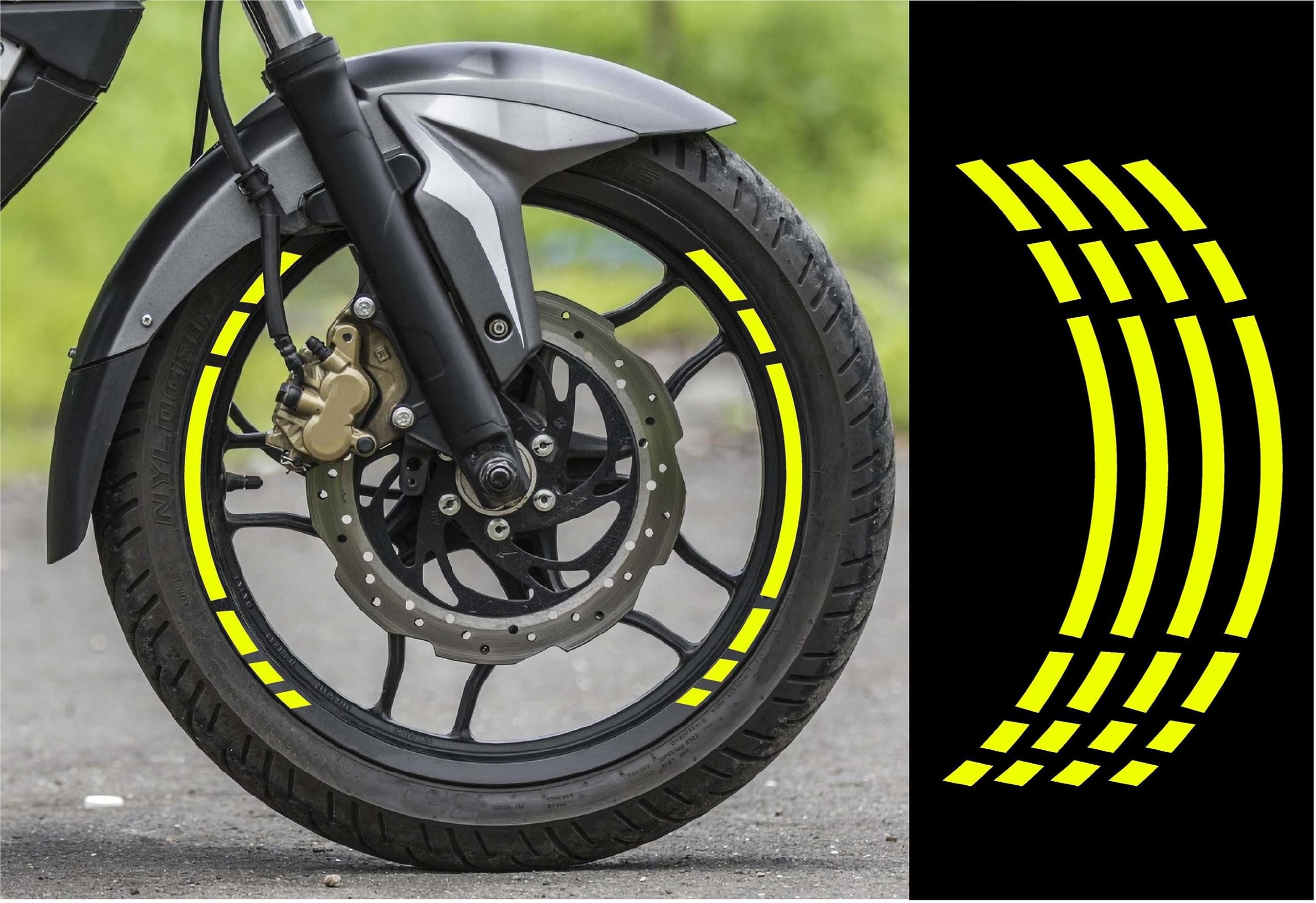 Neon Yellow Bike Rim Sticker 8 Pcs