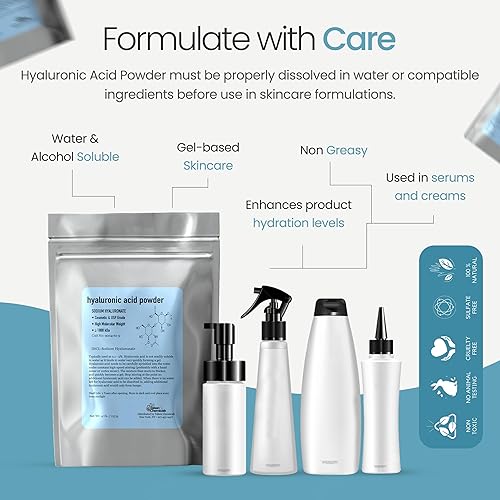 Miniatura 7 de Polvo de ácido hialurónico (1 onza0.99 oz) 1800 kDa+ polvo de ácido hialurónico puro, grado cosmético, polvo de alto peso molecular de ácido