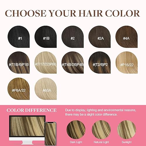 Miniatura 8 de GOO GOO Extensiones de cabello humano con alambre (añade 2 clips) ombré castaño medio con reflejos rubio dorado de 14 pulgadas, extensiones de