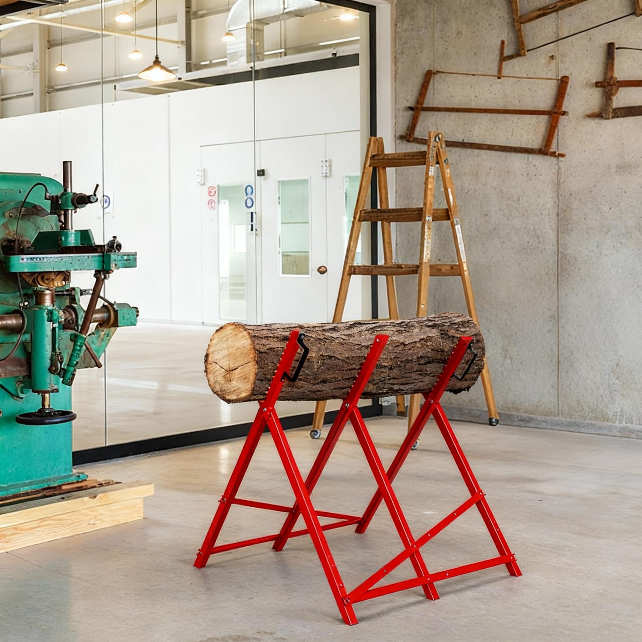 Cheval de sciage pliable Workmate en acier robuste - Pour couper des supports en bois - Capacité de charge : 100 kg - Rouge
