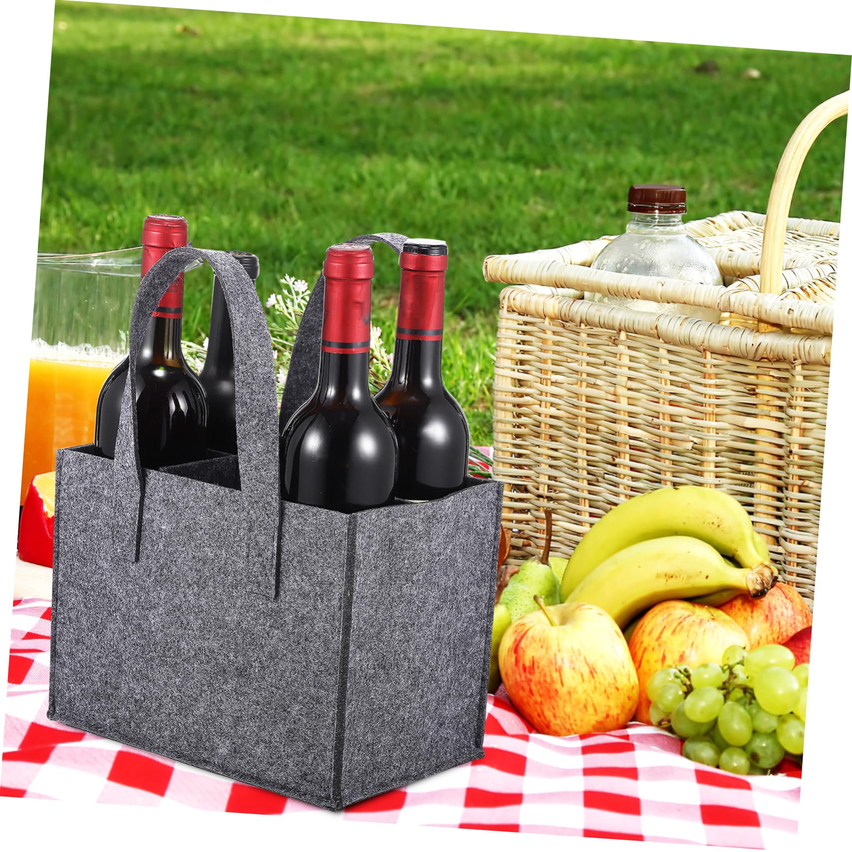 4piezas Bolsas para Botellas De De Fieltro Kit De Portabotellas para Camping y Picnic