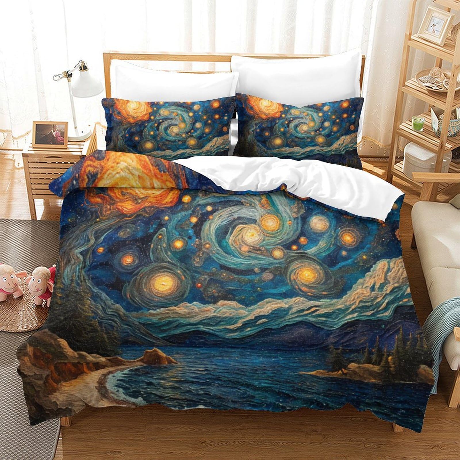 Housse de couette 260x220cm Une mer pleine d'étoiles avec taies d'oreiller