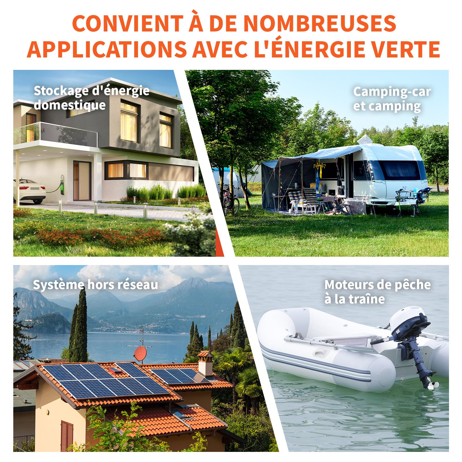 Batterie LiFePO4, Batterie Lithium 12V 100Ah 9.5Kg Group 24 Grade A, 98% d'Efficacité, 16000 Cycles, BMS 100A, IP65, Support Alliage, pour Camping-Car, Solaire, Système Off-Grid
