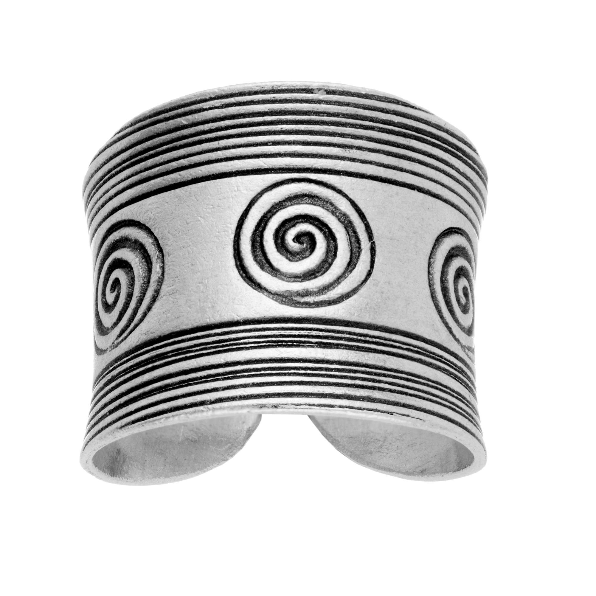 81stgeneration Hill Tribe Anello Concavo in Argento con Motivo a Spirale | Fascia Larga Regolabile in Argento Massiccio 999 | Anelli Tribali per il Pollice da Donna | Gioielli Boho Unici Fatti a Mano
