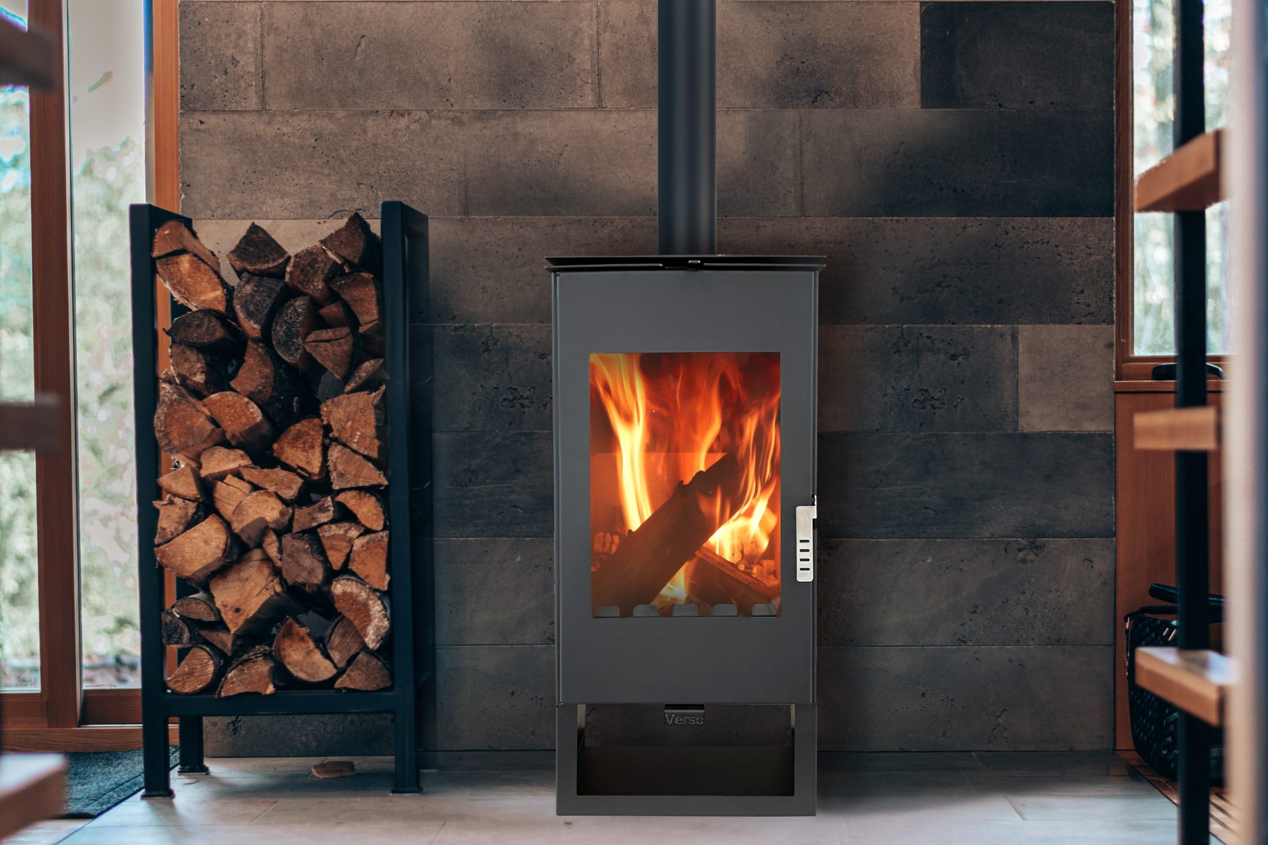 Generic Poêle à bois EEK A+ Verso Ina - Puissance nominale de 7,5 kW - Robuste et puissant - Pour une chaleur confortable à la maison
