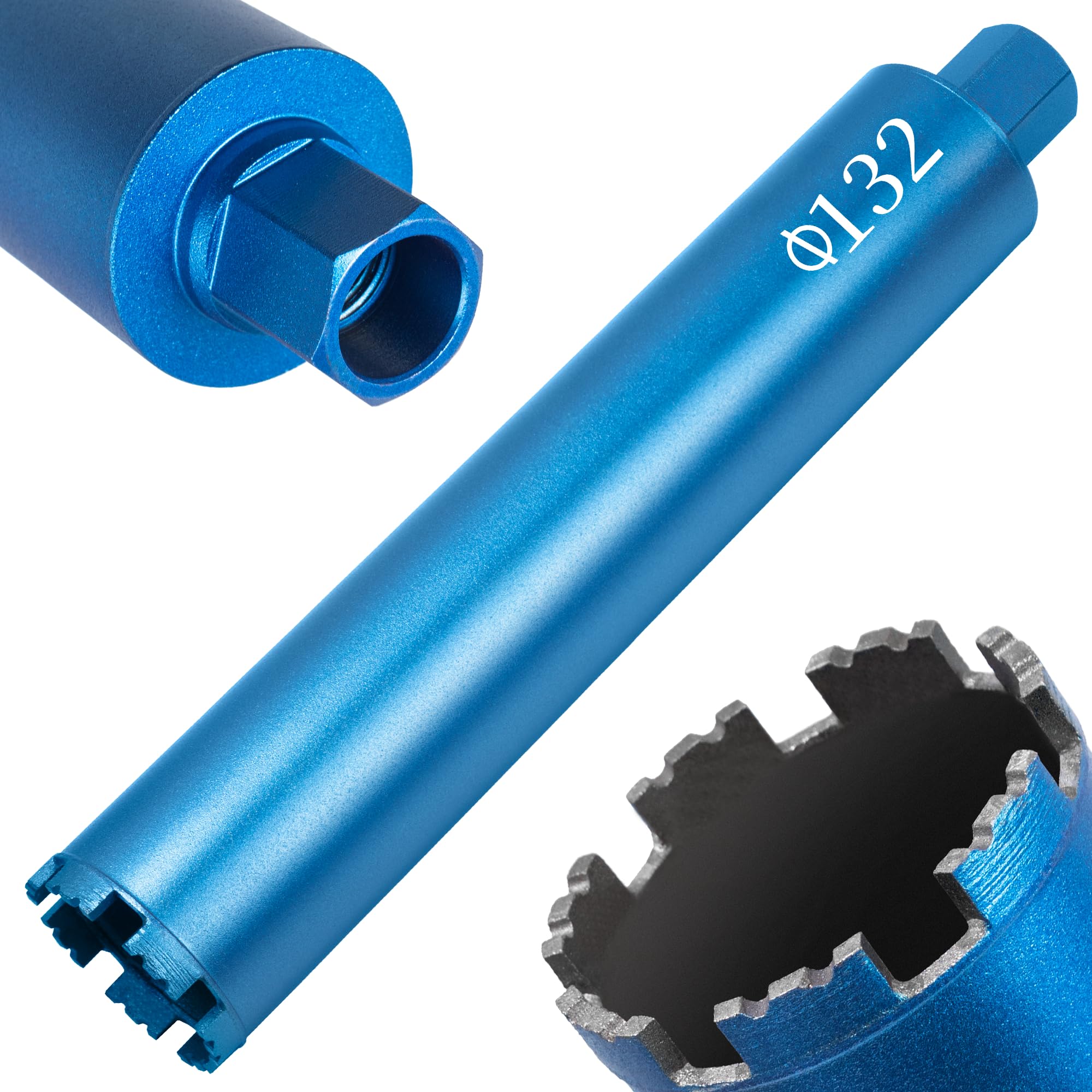 1¼" UNC Broca de Diamante Ø 132mm, Longitud útil 400 mm,Broca de Sierra de Agujero,Corona de Perforación de Diamantada para Hormigón,Cemento,Ladrillo,Piedra