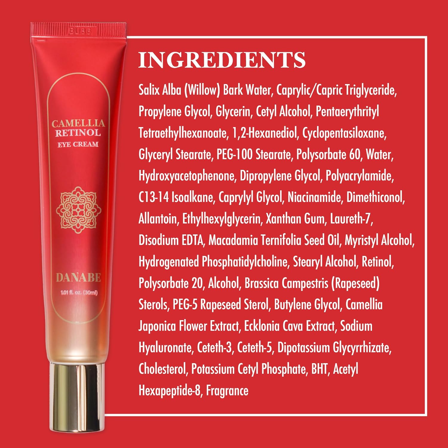 Camellia Retinol Eye Cream with Hyaluronic Acid | Daily Korean Eye Cream, Hydrating Eye Cream to Reduce Wrinkles, Fine Lines, Dark Spots & Eye Bags | No Animal Trials (0.67 fl oz) - Image 8