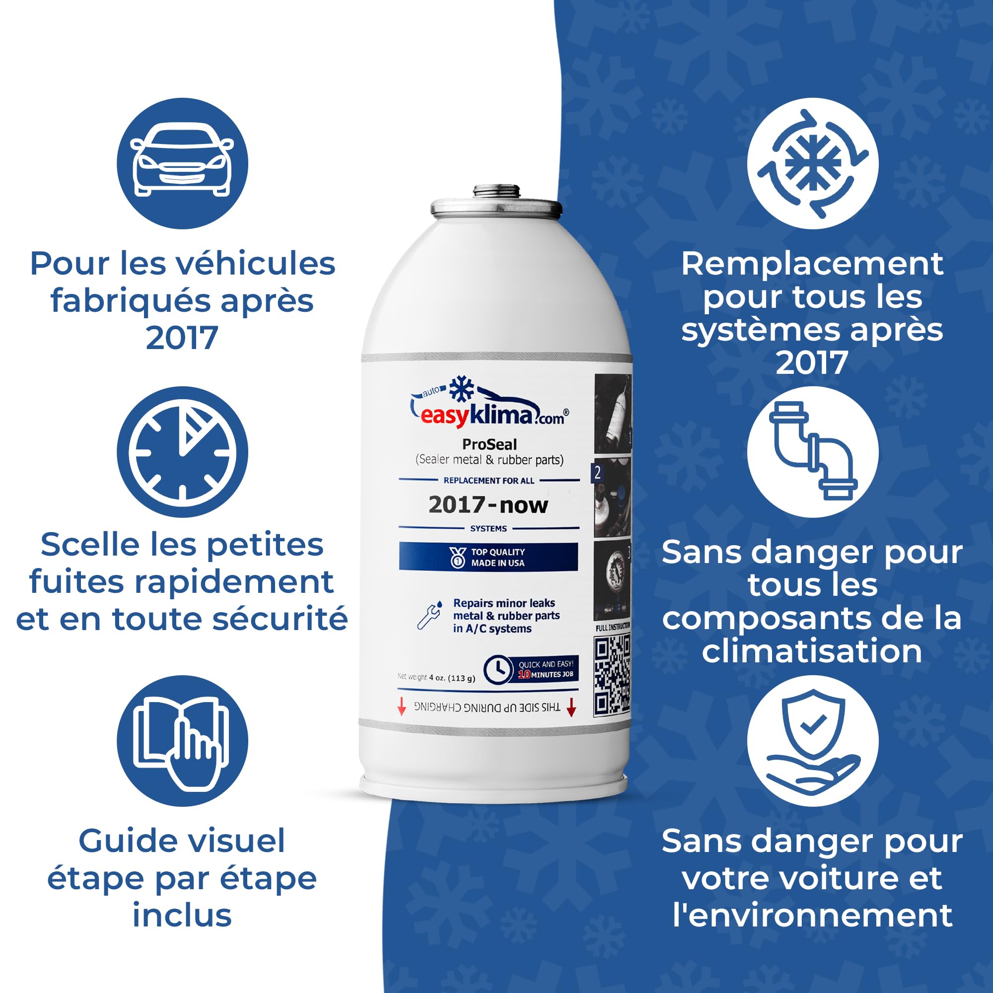 EasyKlima ProSeal Réparation des fuites de climatisation - Mastic non toxique pour les éléments métalliques et en caoutchouc - À faire soi-même, rapidement et facilement - À utiliser avant d'utiliser