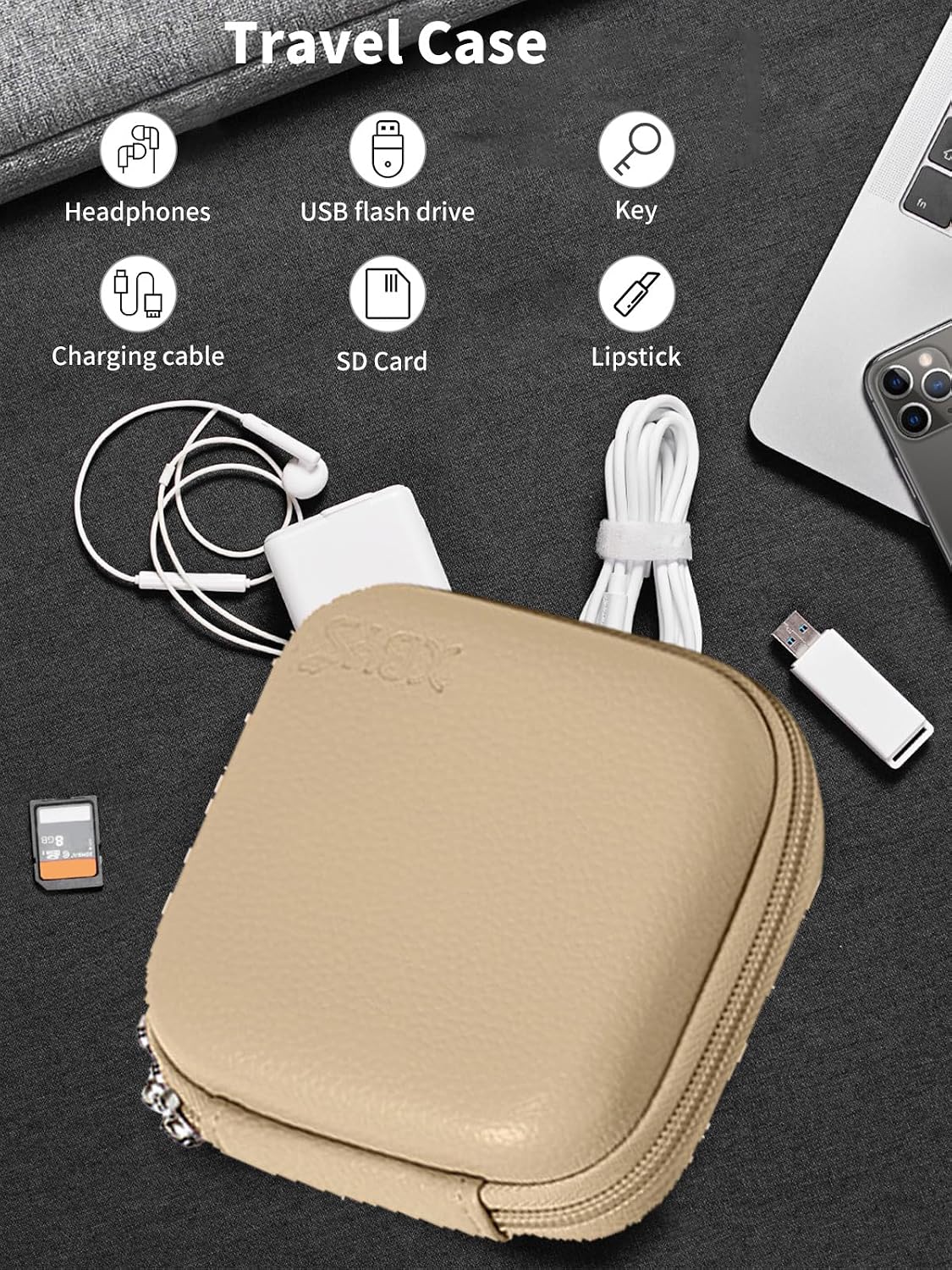 NOUKAJU Case for Aurzen ZIP Projector, Projector Storage Box,Portable Travel Carrying Protective Storage Case,Storage Box for Aurzen ZiP Tri-Fold Projector(Khaki)