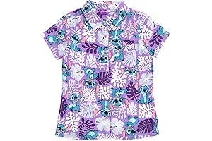 Adorable Disney Character Button Down Shirts for Girls: Lilo & Stitch and Minnie Mouse
