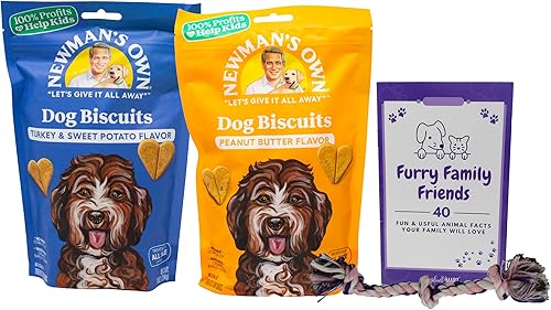 Newman's Own - Paquete de golosinas crujientes para perros hechas con harina de cebada orgánica de 2 sabores (1) cada uno batata de pavo,