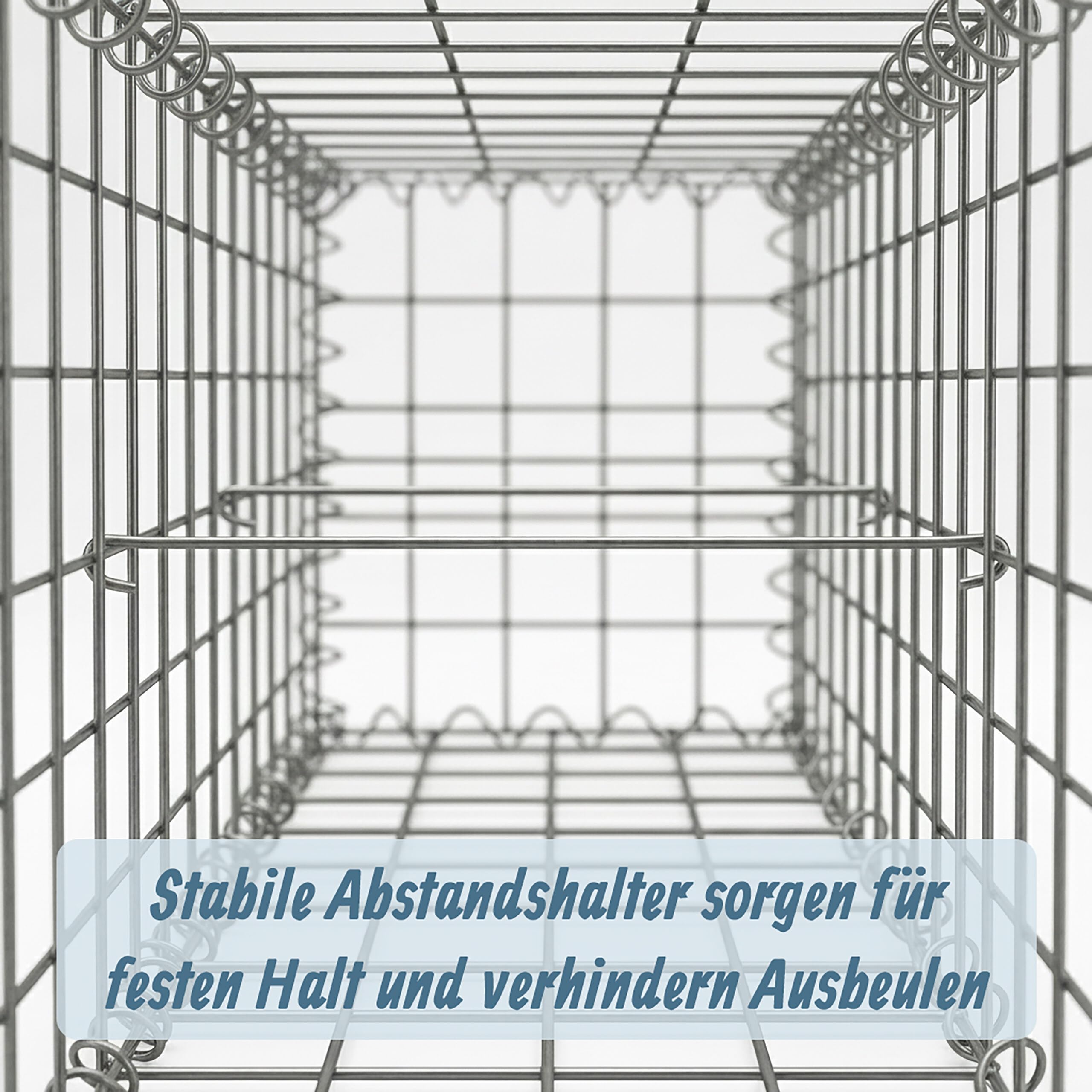 Relaxdays Gabione, Sichtschutz Garten, Steinkorb, 3.5mm Draht, silber | verzinkt, HBT: 100x200x30 cm, Gabionenwand, Stahl