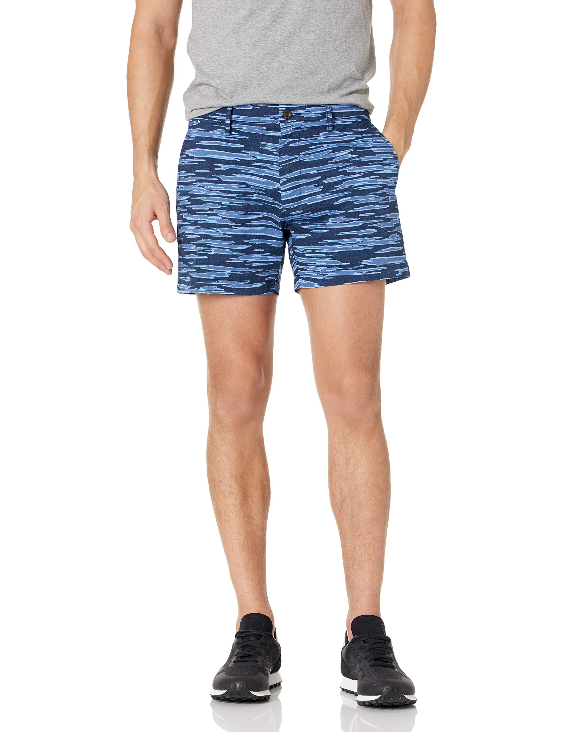 Amazon EssentialsMen's Slim-Fit 5" Flat-Front Comfort Stretch Chino Short (Previously Goodthreads), Camo/Stripe, 31