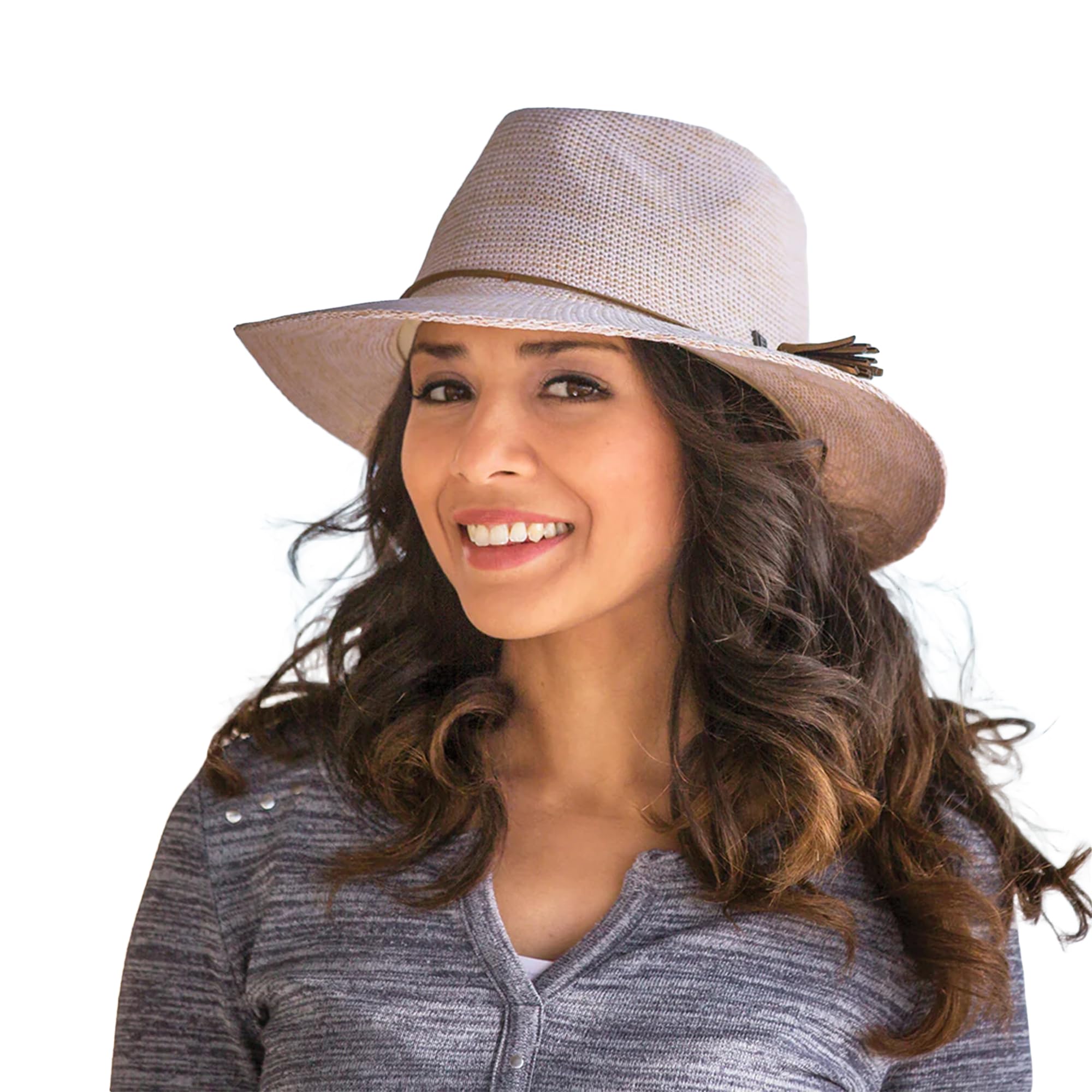 Caroline Fedora Femme Chapeau de Soleil Anti UV UPF50+ Certifié - en Taille M/58cm Ajustable