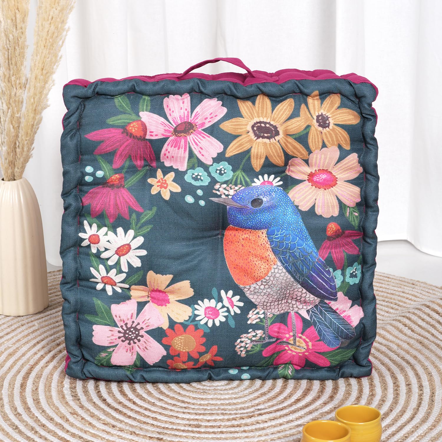 Blanc 9 Single Floor Cushions 40x40x8 CM - Multicolor - Nightingale Digital Printed with Recycled Cotton Filling Large Size for Meditaion, Pooja, Living Room & Outdoor, Bedroom, Yoga, Floor Seating (B0CM3W192Y) Amazon Price History, Amazon Price Tracker