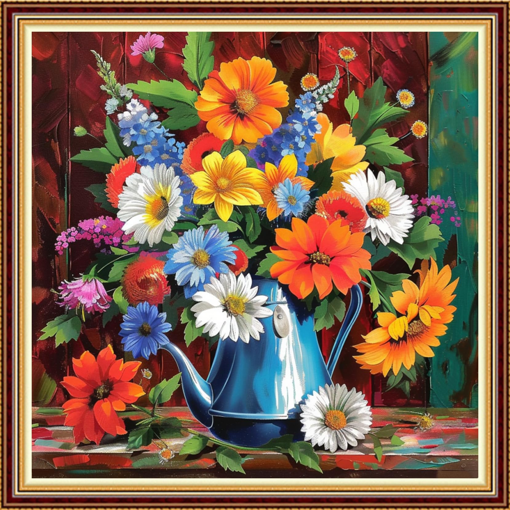 Fanxvivy Stamped Counted Cross Stitch Kits for Adults Printed Cross-Stitch Patterns 11CT Stamped or Counted Cross Stitching Embroidery Kit Needlepoint Kits-Colorful Flowers 18x18 inch