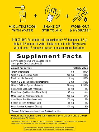 Miniatura 2 de Nature's Truth Electrolitos en polvo | Sin azúcar | con vitaminas B | Sabor refrescante a limón | Suplemento vegano, sin OMG y sin gluten para