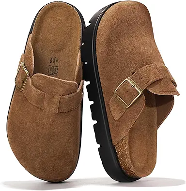 Project Cloud Genuine Leather Platform Clogs for Women Footwear - Memory Foam Arch Support Cork Footbed Casual Shoes & Mules for Women 2025 (Benton Chunky)