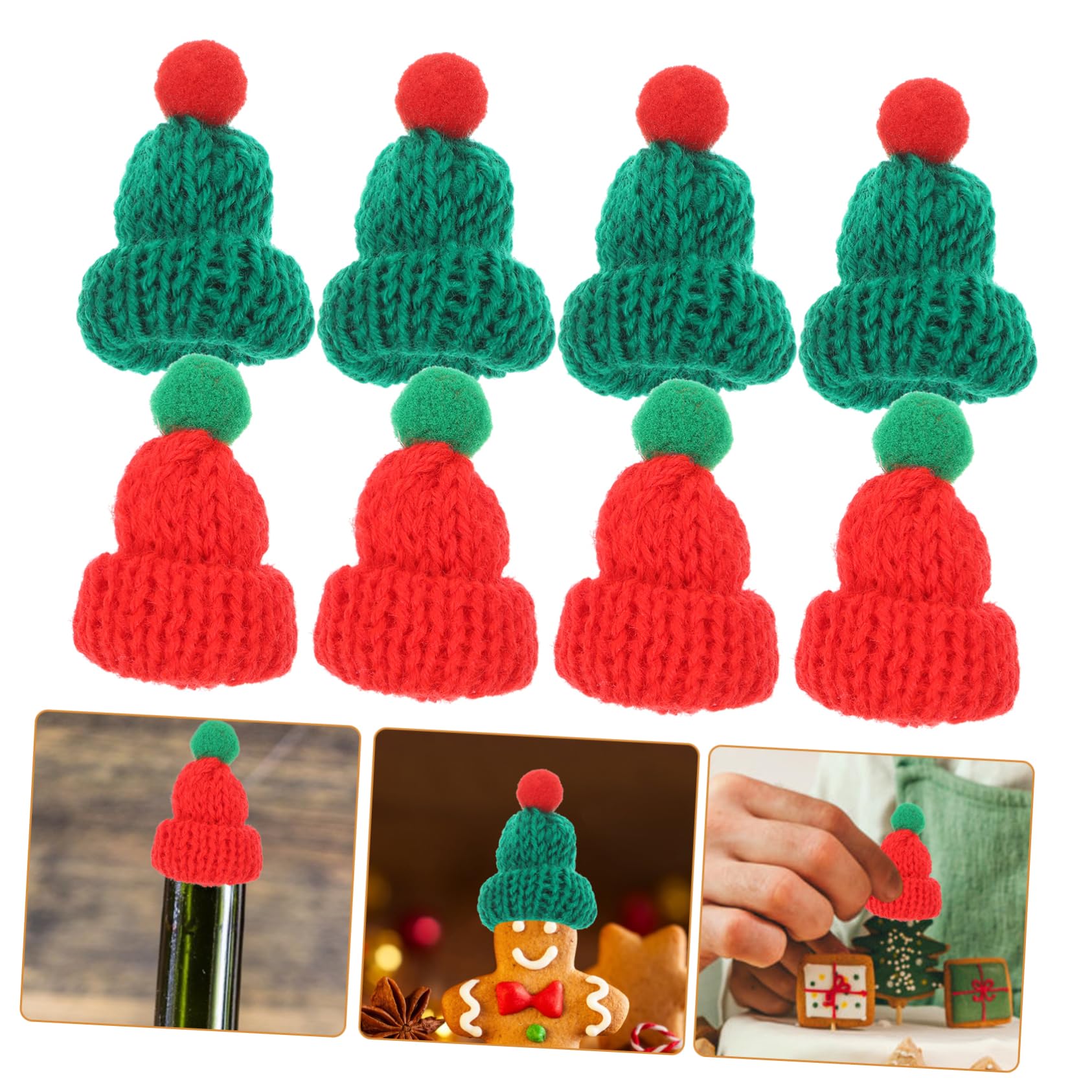 UPKOCH 20piezas Mini Gorro de Papá Noel Navideño Gorro de Punto Miniatura Accesorios para Manualidades Decoración de Botellas de Vino para Regalos de Agradecimiento de Shower