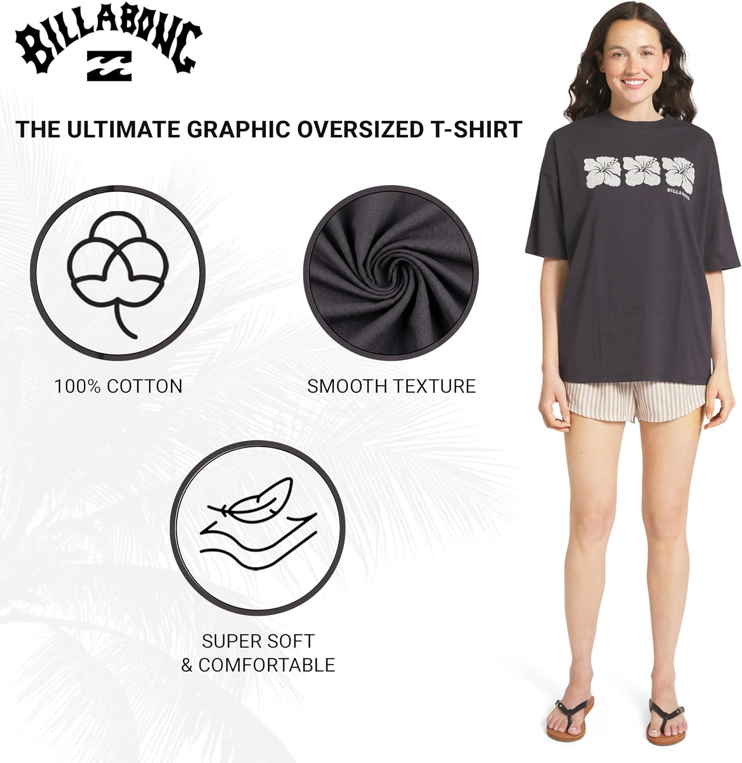 Billabong Women's Relaxed Fit Premium Soft Cotton Tee Short Sleeve Graphic Oversized T-Shirt