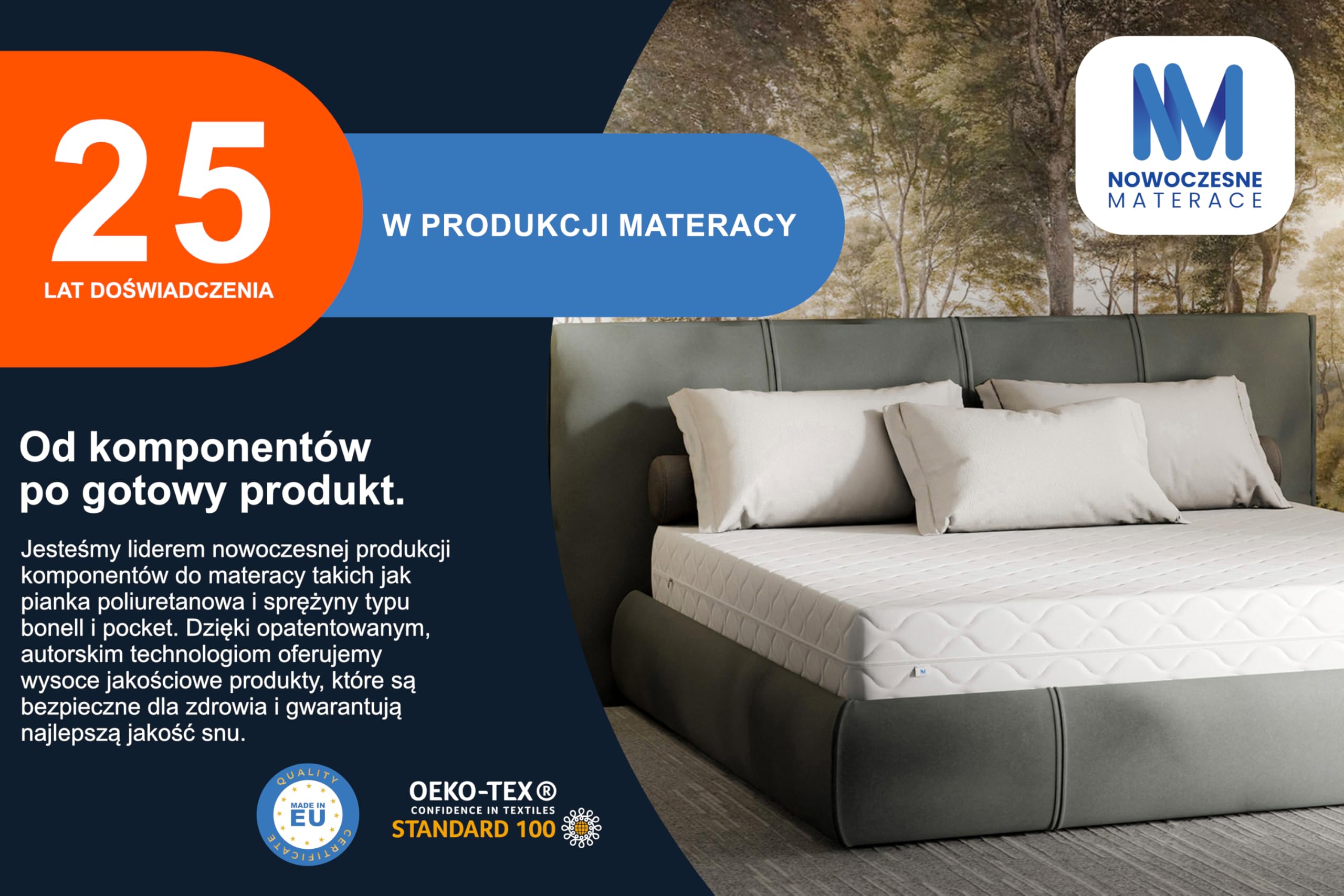 Materac kieszeniowy 140x200 masujący Black Prestige 24 cm wygodny z pokrowcem