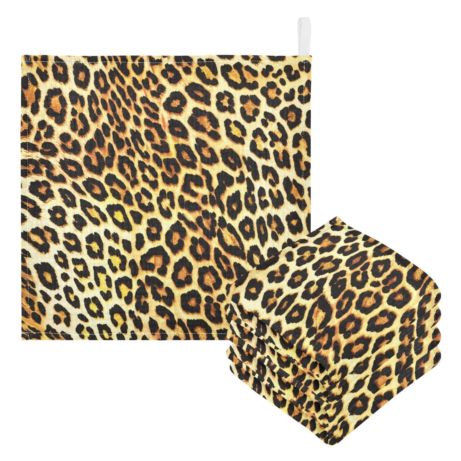 Kigai Fashion Leopard Print Baby Washcloths,5pcs Ultra Soft Absorbent Towel,Newborn Bath Face Towel, Natural Reusable Baby Wipes for Sensitive Skin, Baby Registry as Shower