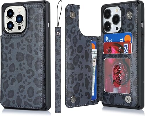 Miniatura 1 de Cavor Funda tipo cartera para iPhone 13 Pro Max con tarjetero, funda para iPhone 13 Pro Max para mujeres y hombres, funda protectora a prueba de