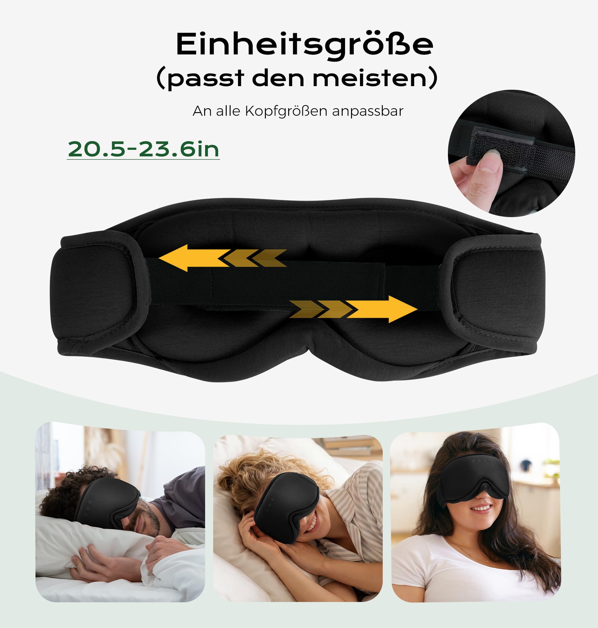 MUSICOZY Masque de sommeil avec écouteurs, 100 % ombre, 3D, masque de sommeil Bluetooth, doux, en coton de bambou bio pour voyage, relaxant, écouteurs Bluetooth 5.4
