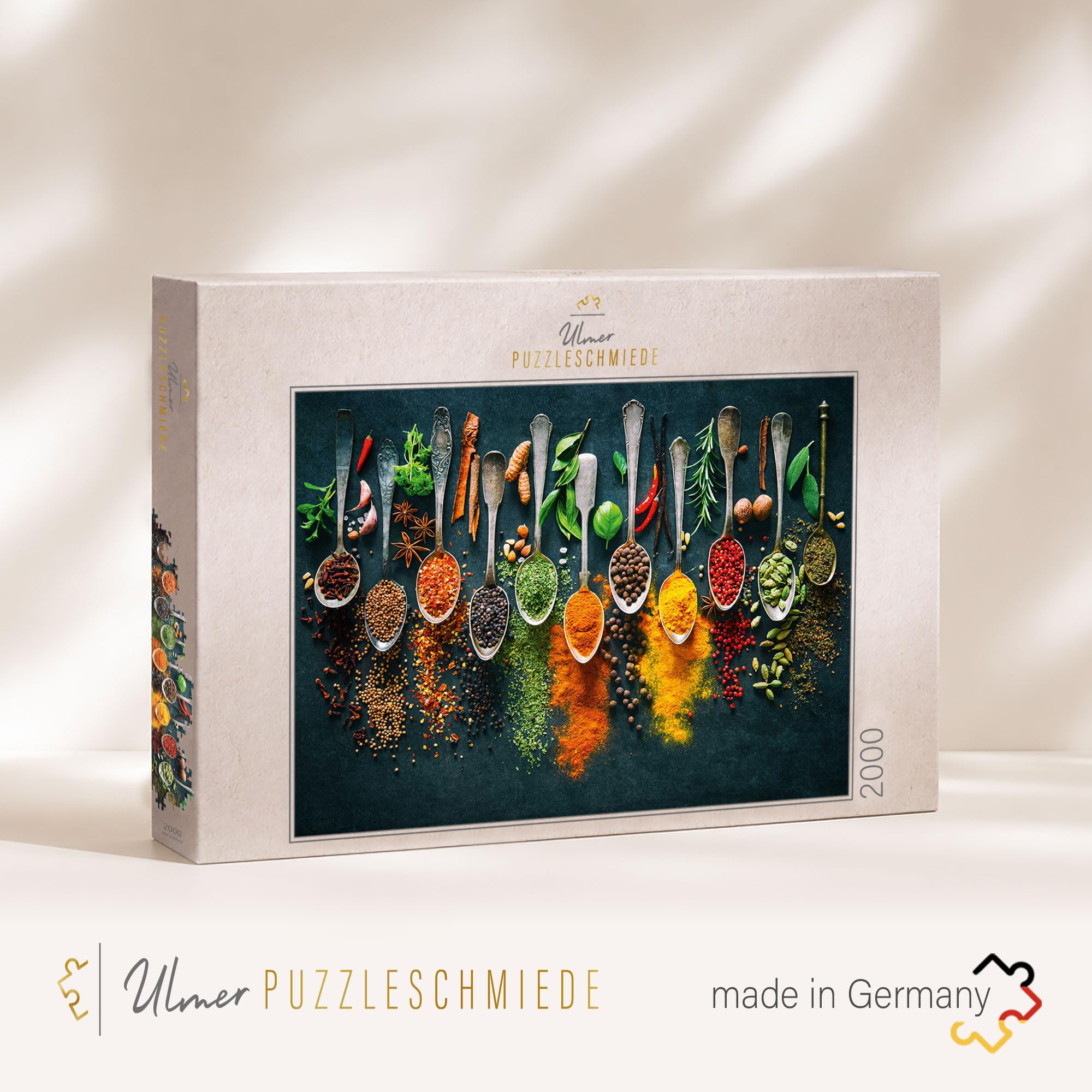 Ulmer Puzzleschmiede - Puzzle « Couleurs vives » – Puzzle de 2000 pièces – Motif herbes et épices, attire tous les regards dans une cuisine et un design mural élégant