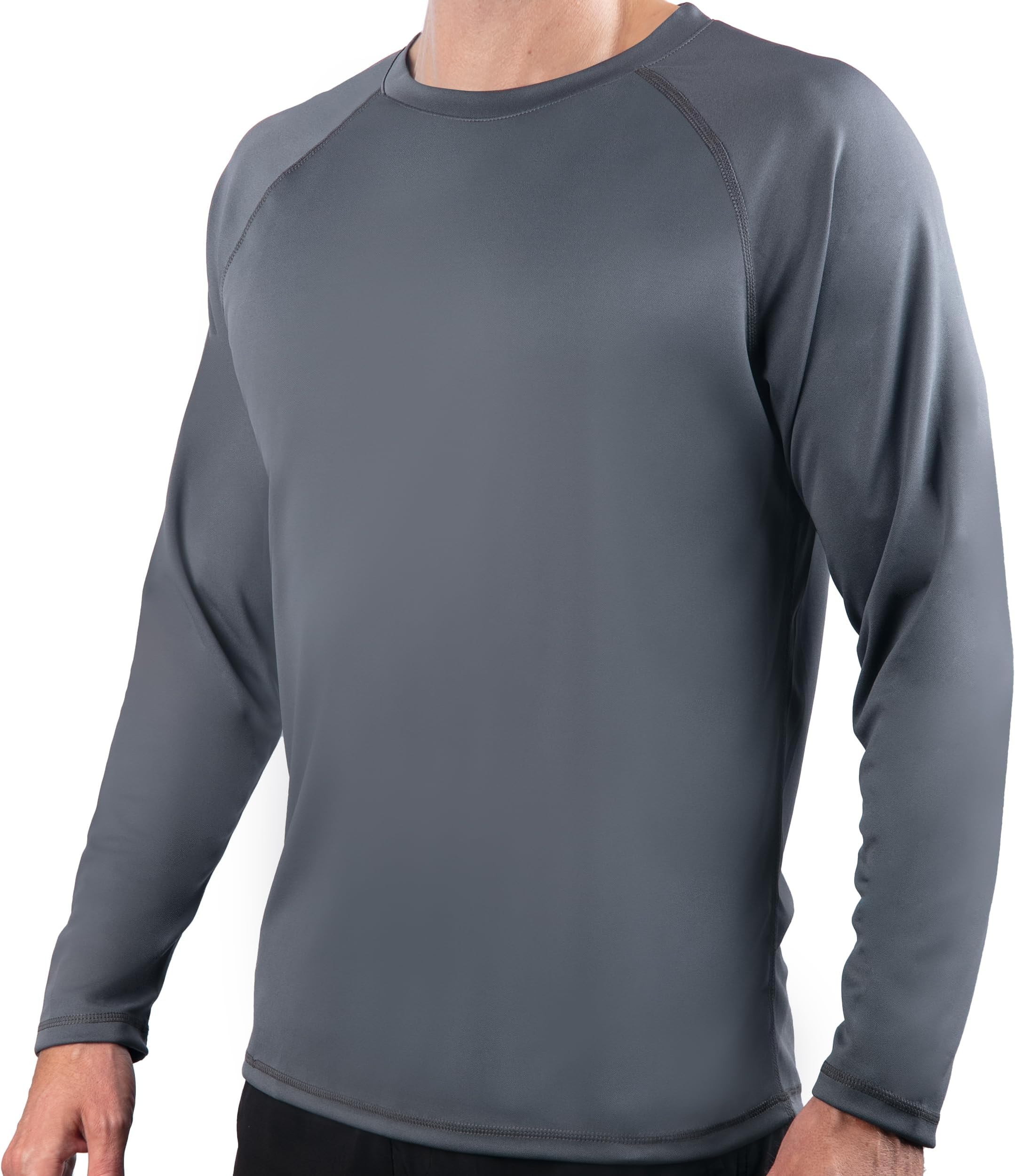 Men’s Swim Shirt w/Long Sleeves – Quick-Dry Fabric, UPF 50+ Workout Rash Guard for Men in Loose-Fit Design