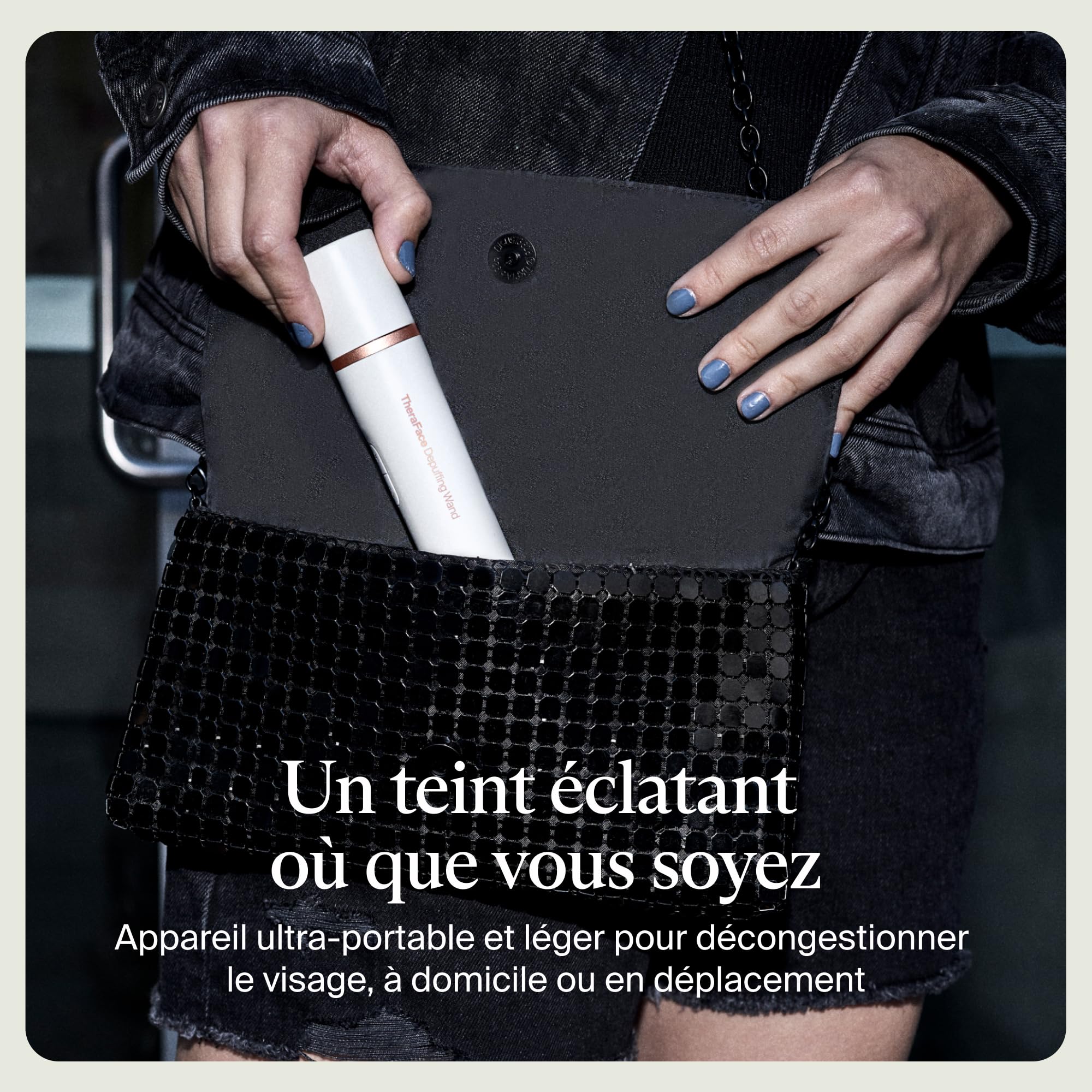 TheraFace Depuffing Wand de Therabody – Soin du visage avec thérapies chaud etfroid pour réduire les poches et raviver l’éclat de la peau - Blanc