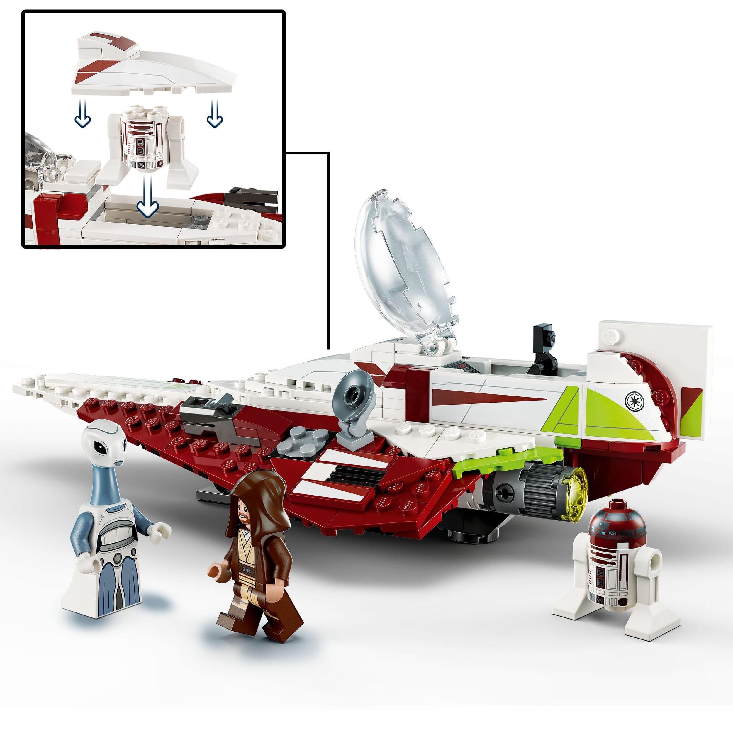 LEGO Star Wars Le Chasseur Jedi d’Obi-Wan Kenobi : Jeu de Construction Star Wars avec Minifigurine Taun We, Figurine Droïde, Sabre Laser, Cadeau Enfants, Filles et Garçons dès 7 Ans 75333