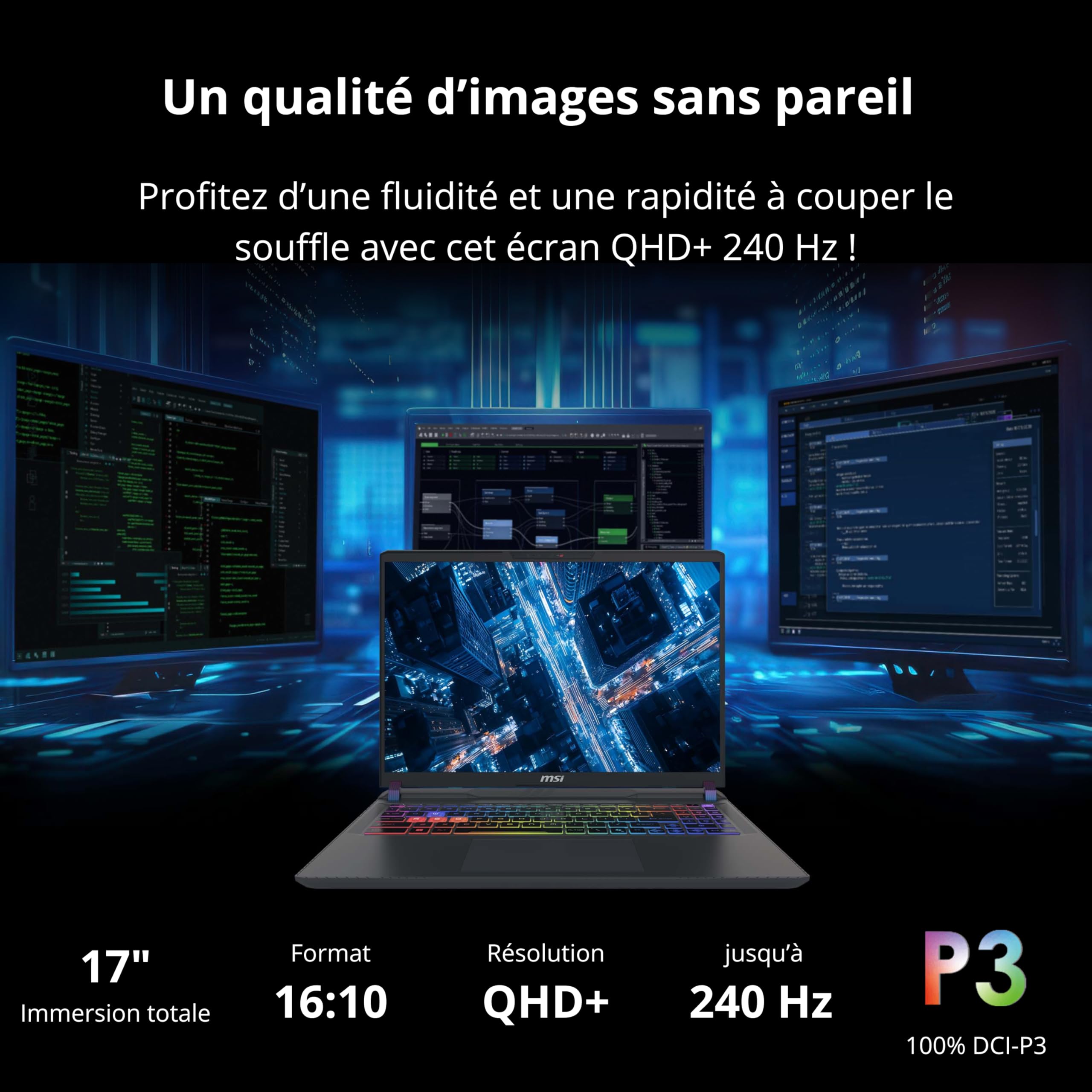 MSI Vector 16 HX AI A2XWIG-086FR : Intel Core Ultra 9 275HX - 32 GB DDR5 - SSD 1TB - Nvidia RTX 5080 16GB - 16' QHD+240Hz - Windows 11 Famille