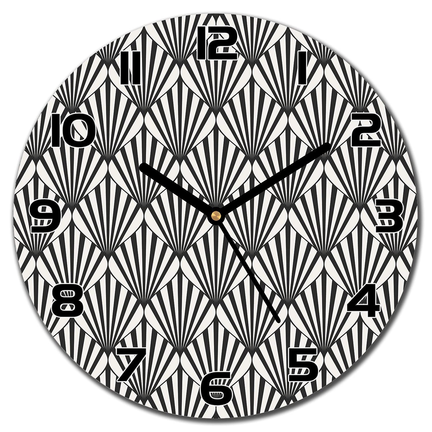 Horloge en verre 30 cm Coloray avec aiguilles noires pour décoration moderne