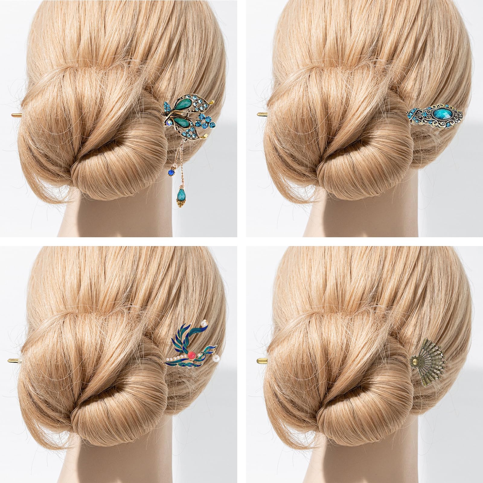 Palillos de Metal para el Pelo Elegante Vintage, Horquillas Chino Retro para Mujeres Niñas
