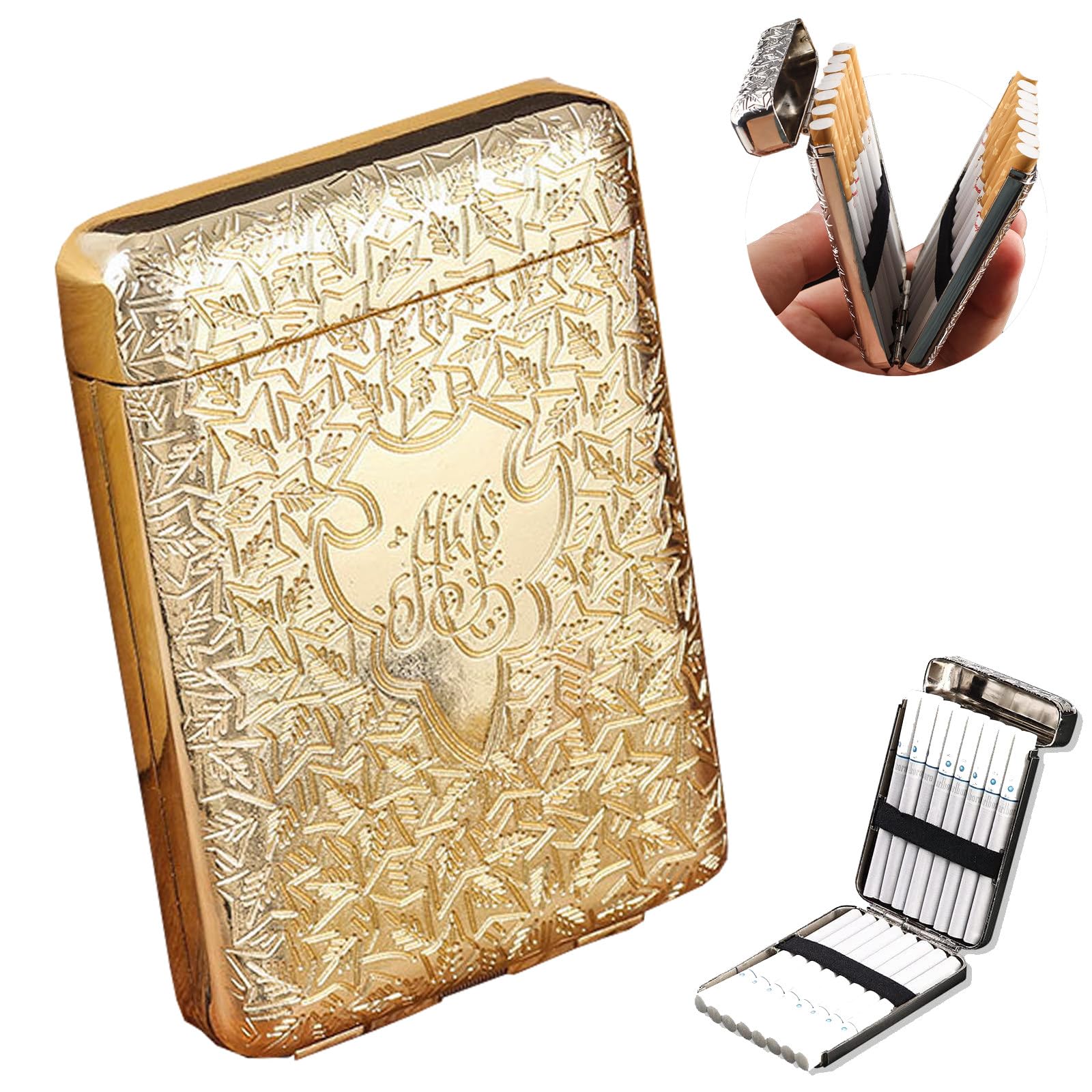 GCLCPAEN Retro Cigarette Case,Three-Opening Cigarette Box,16 Coarse Cigarettes,Up To 84mm,Retro And Stylish,Portable Waterproof,Unisex,Security Wallet D