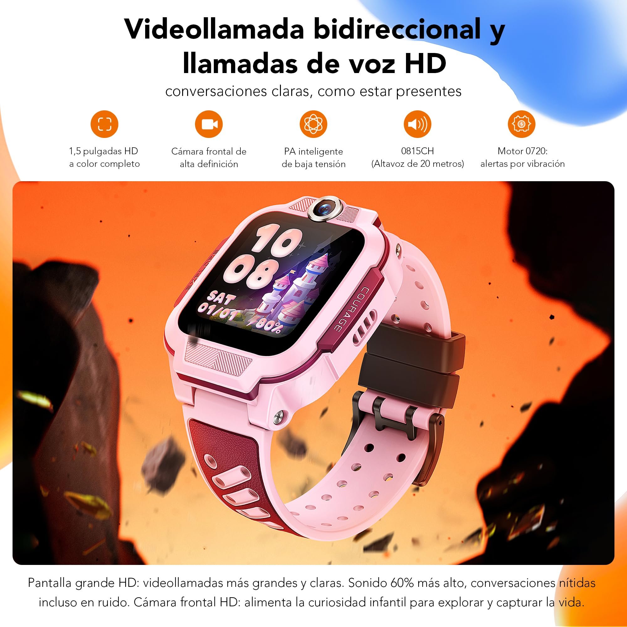 imoo Z3 Reloj Inteligente Niño, Kids Smartwatch con GPS Mundial, SOS, Control Parental, IP68, Modo Colegio, Video Llamadas HD, Voz, Chat, Pantalla1.5, 8GB, Vib, SIM, Reloj Niños Localizador