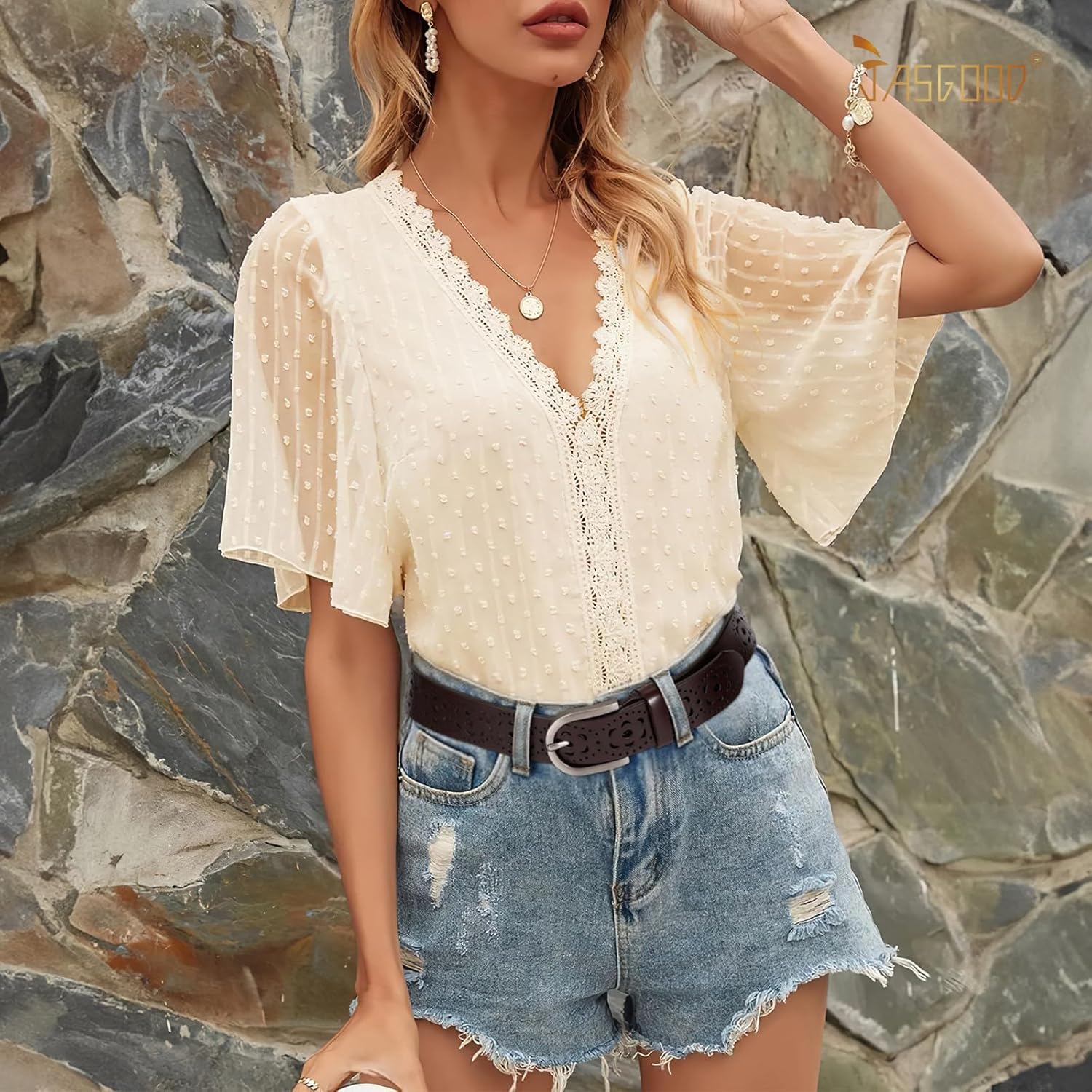 JASGOOD Hollow Genuine Leather Belt for Women Ladies Belt for Jeans Pants Casual Waist Belt - Image 2