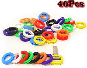yueton Key Cap Covers 40pcs Silicone Key Caps Tags Sleeve Rings Key Identifier Code Rings in 8 Colors