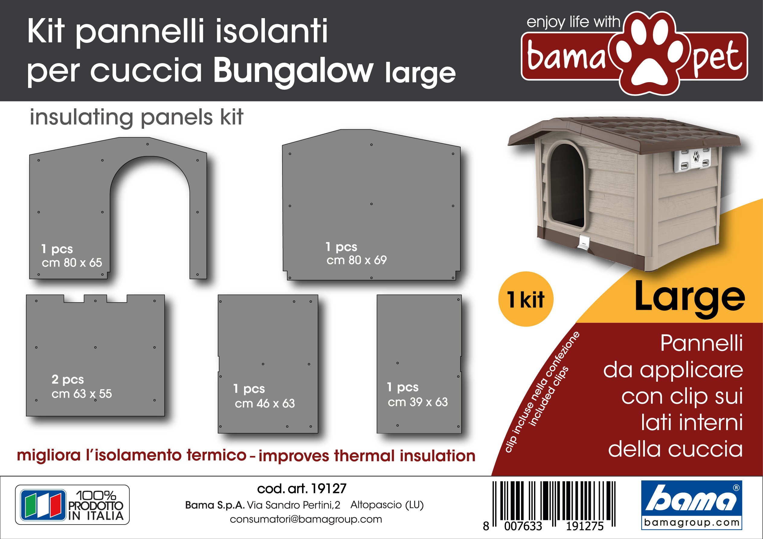 Bama Kit Pannelli Isolanti per Cuccia Bungalow
