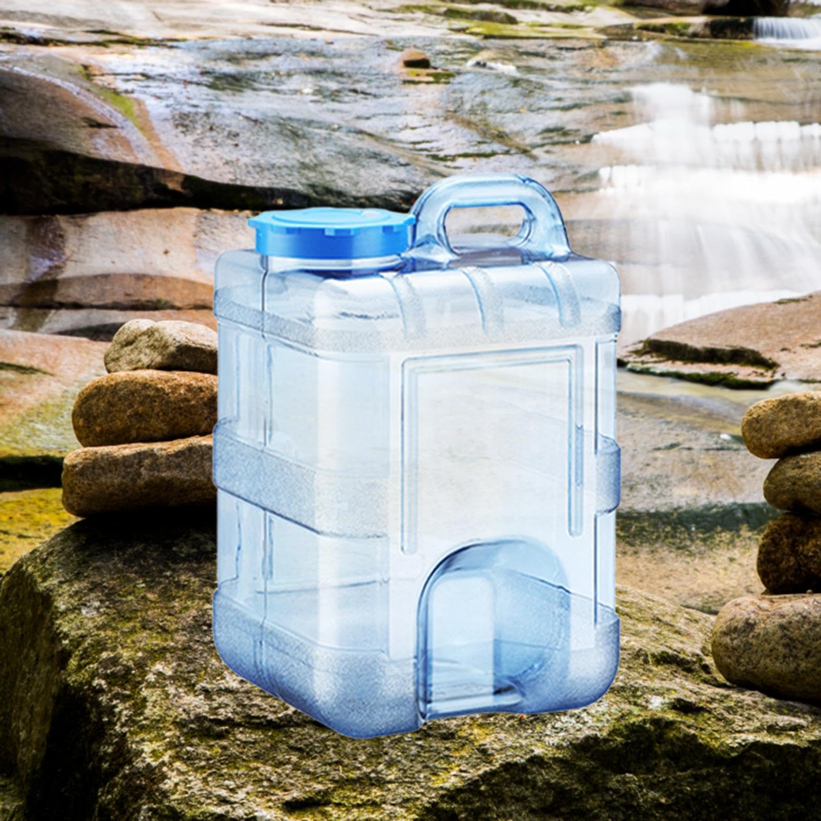 Botella Portátil para Agua Envase Contenedor Balde con Tapa PC Alimentario Fácil de Limpiar Manija Robusta Adecuado para Camping Excursiones Hogar