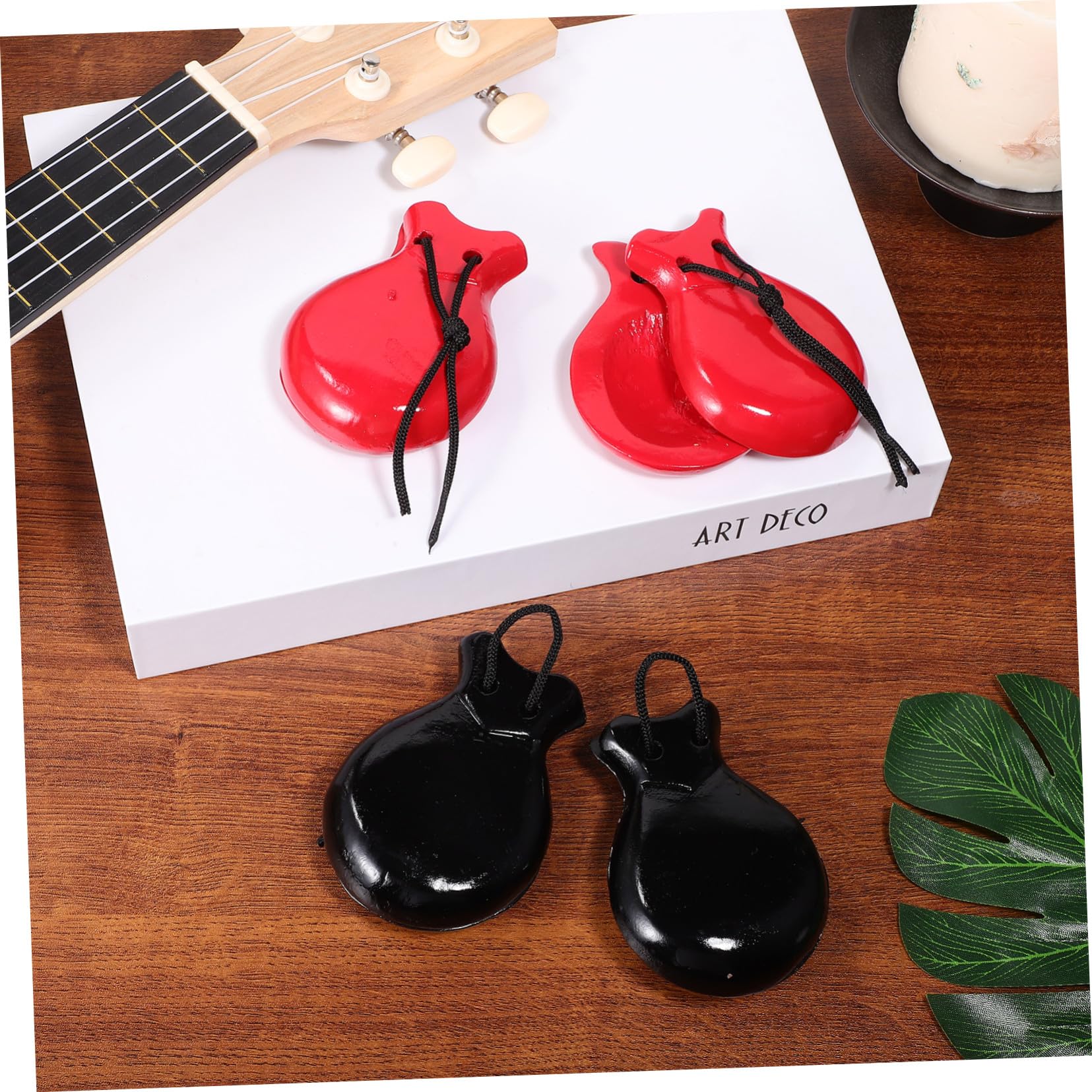 SUPVOX Strumenti Musicali per Bambini Nacchere in Legno 2 Paia Superficie Liscia per Festa Scuola Decor e Giochi Montessori Educativi