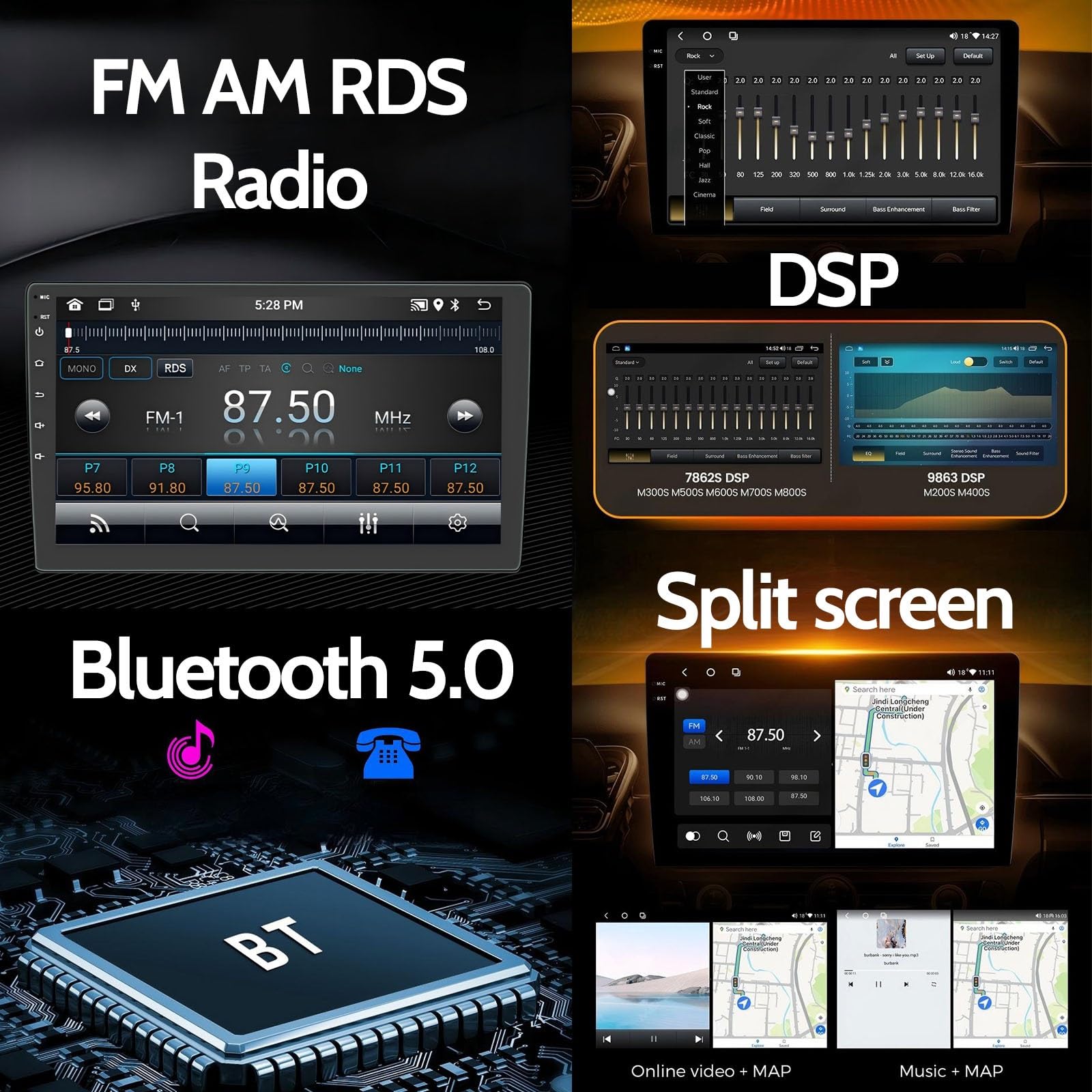 2K Radio Samochodowe dla Chery Tiggo 5 2014-2018 Ekran Dotykowy QLED Android 13 9-Inch/Bezprzewodowe CarPlay/Android Auto/WiFi/FM AM RDS Radio/GPS/Bluetooth/Kamera Cofania/ADAS DVR(M150CP)