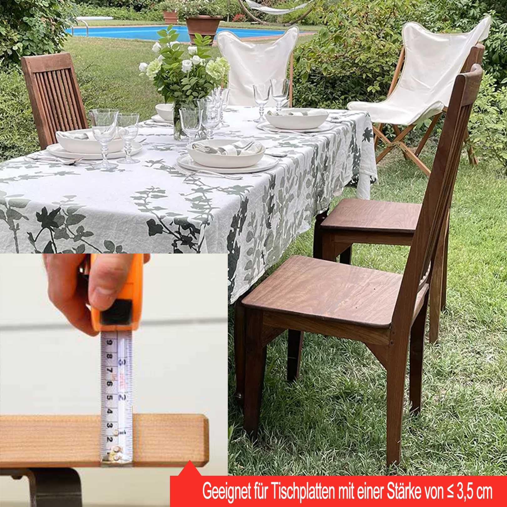 12 Pinces à Nappe En Forme De Papillon - En Acier Inoxydable, Pour Tables Jusqu'à 4 Cm D'épaisseur - Argenté