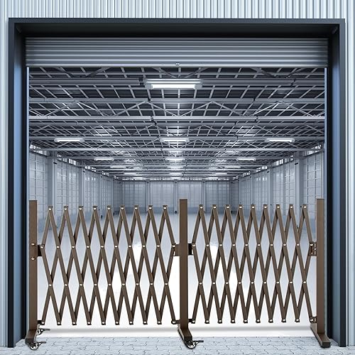 Miniatura 6 de Valla de aluminio extensible, puerta de barricada portátil con ruedas, tamaño máximo de expansión 201 "x 15.2" × 40.6", barrera de seguridad de