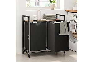 Laundry Basket Organizer with Shelf & 2 Pull-Out Removable Bags