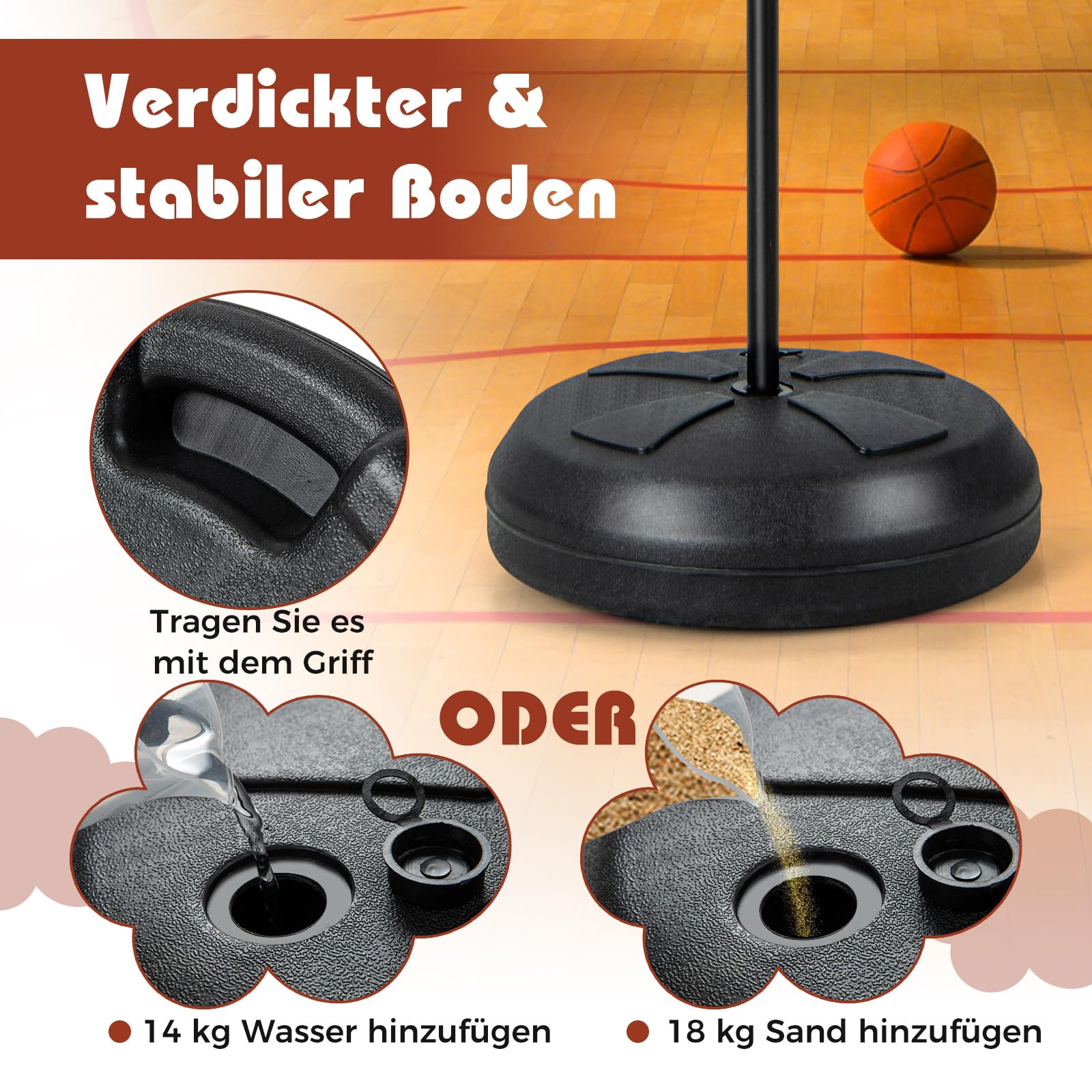 COSTWAY Kinder Basketballkorb mit Dartscheibe, 2 in 1 Basketballständer mit doppelseitigem Rückbrett & 6 Darts, 96-146 cm höhenverstellbar, Basketballkorb mit Ständer für Kinder ab 8 Jahren