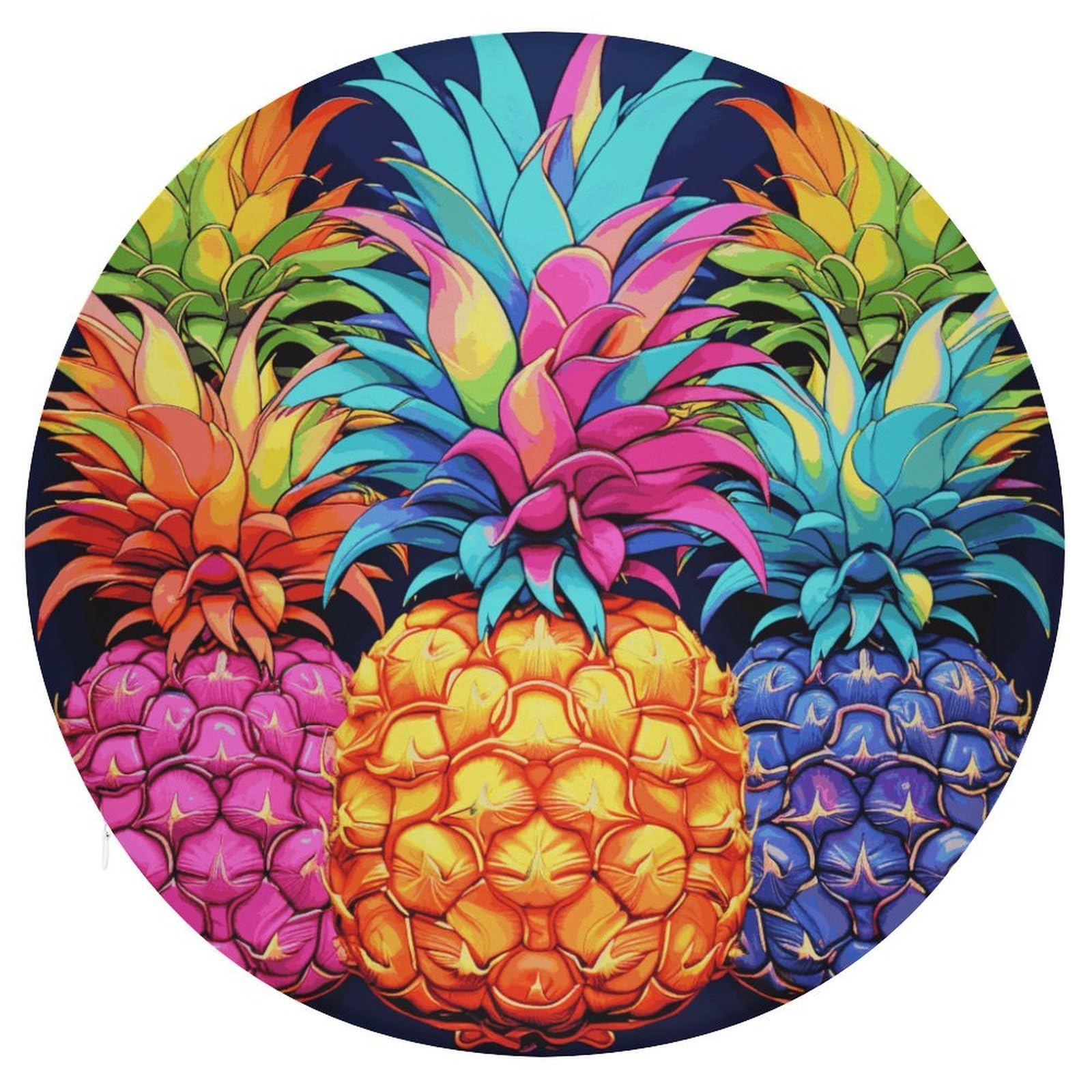 VstaDank Colorful Pineapple Round Cushion Memory Foam Seat Cushions 15In Comfort Meditation Floor Pillow Anti Slip Soft Stool Cushion Chair Pad for Tatami Living Room Yoga