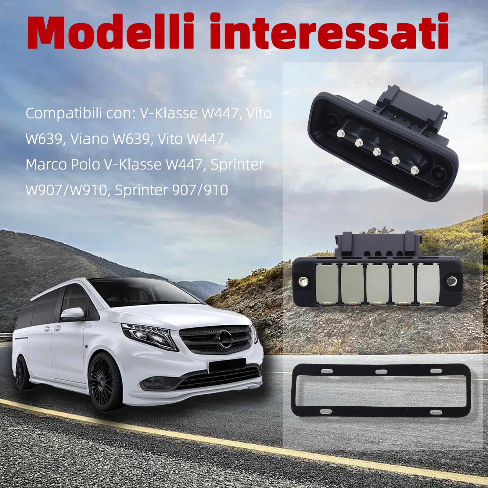 Interruttore di contatto porta a 5 poli – adatto per Mercedes Classe V W447 / Vito W447 / Marco Polo W447 / Viano W639 / Vito W639 / Sprinter W907 W910 (907, 910) – Interruttore di contatto