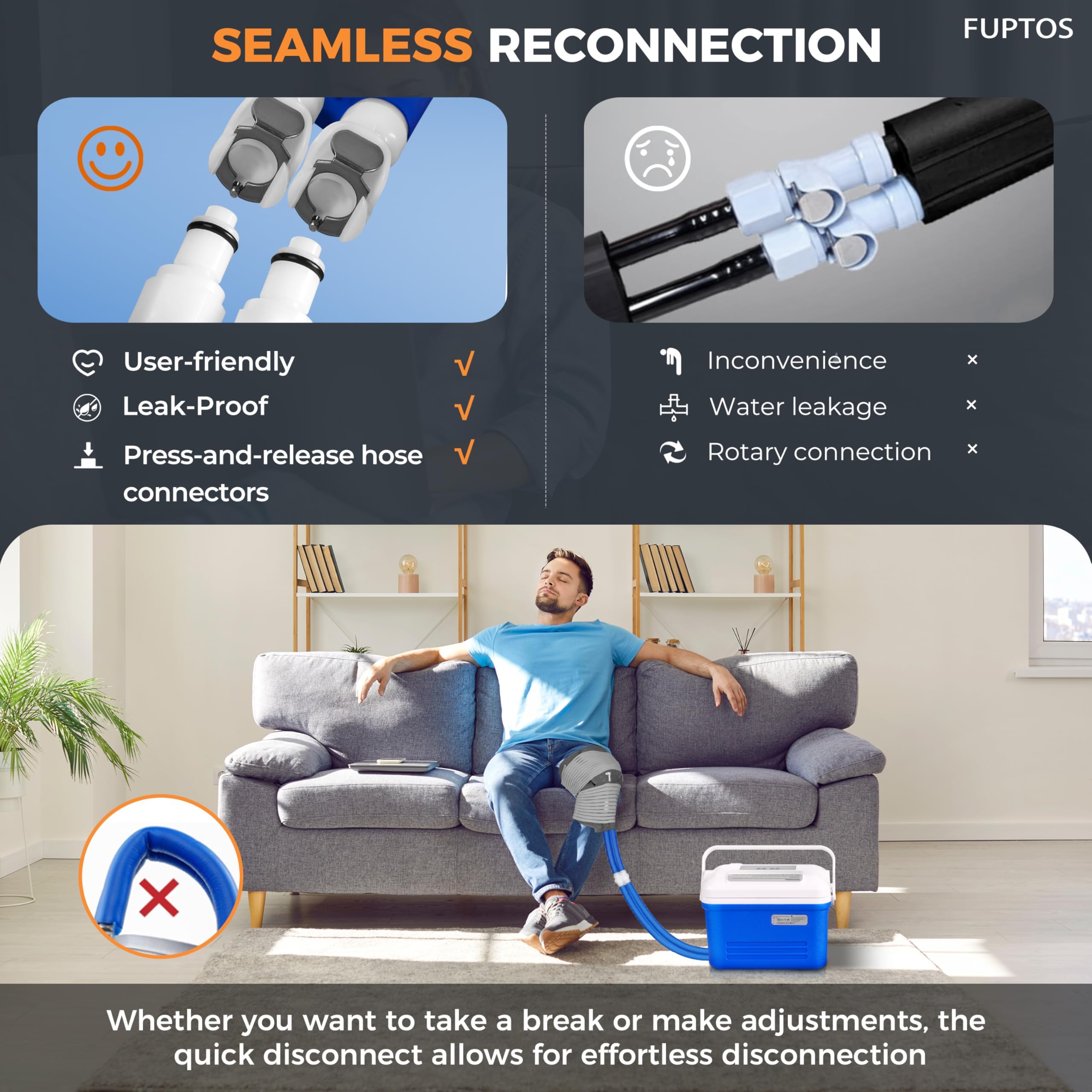 Máquina de terapia de frío para recuperación postoperatoria, temporizador digital y bomba silenciosa, almohadilla de hielo universal para crioterapia de rodilla, hombro, cadera y pierna